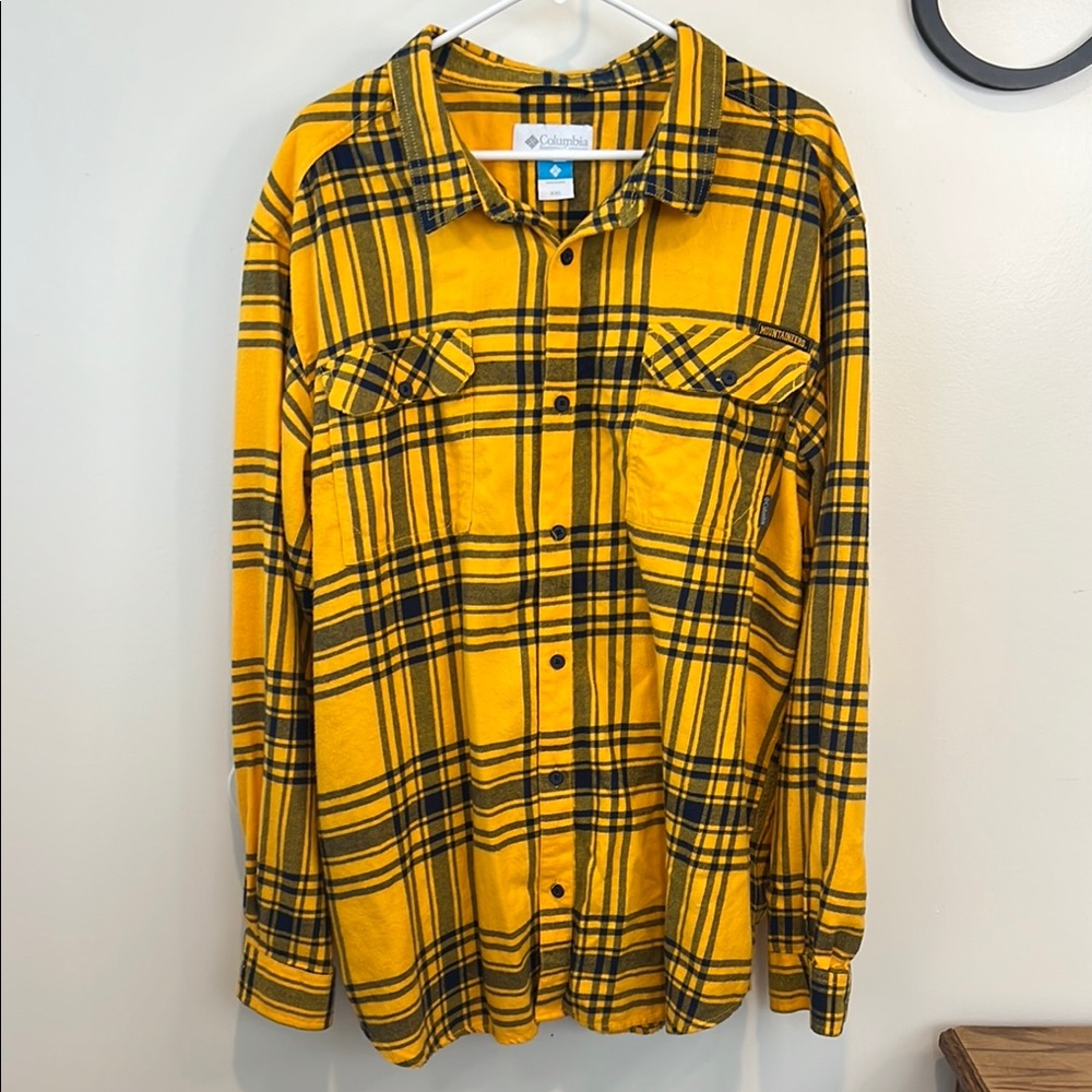 Columbia Yellow and Navy Blue West Virginia Mountaineers Flannel Plaid Shirt